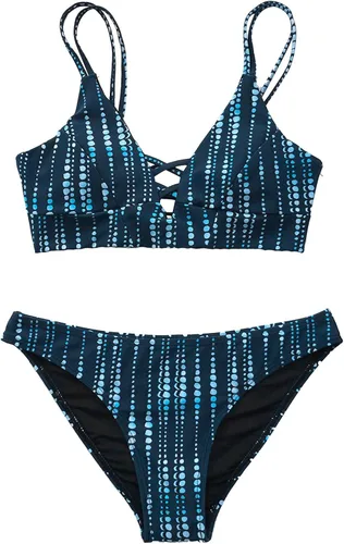 Vista 5 de CUPSHE Conjunto de bikini con cordones para mujer, para playa, tiro bajo, tirantes ajustables