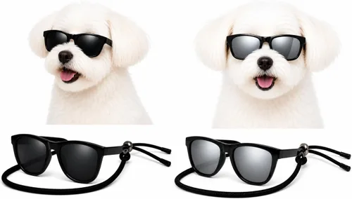 Vista 10 de G014 Retro 80s - Gafas de sol para perros y mascotas, taza de té, juguete de raza pequeña a mediana (12-25 libras, negro)