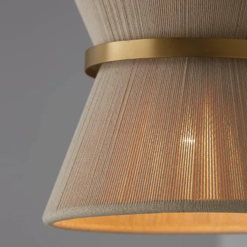 Vista 3 de Capital Lighting 341211NP Cecilia - Lámpara colgante cónica de cuerda natural blanqueada de transición Art Deco Luxe envuelta a mano, 1 luz de 100