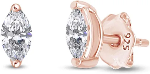 Vista 2 de Marquise Stud Earrings for Women with Moissanite And White Cubic Zirconia