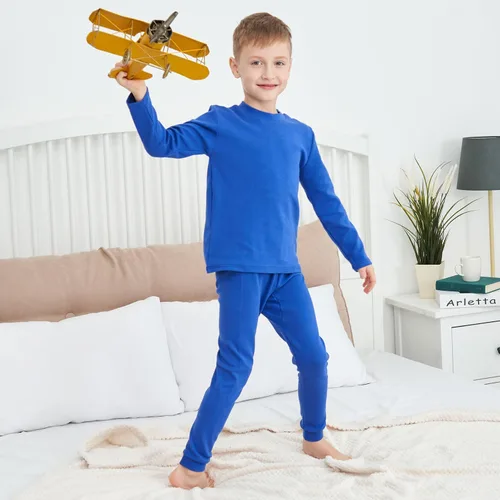 Vista 5 de Conjunto de ropa interior térmica para niños y niñas, pijamas largos para niños, 3-7 años