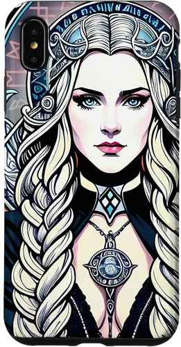 Vista 11 de iPhone 16 Skadi Diosa nórdica, mito vikingo nórdico, runas, estuche de arte nórdico