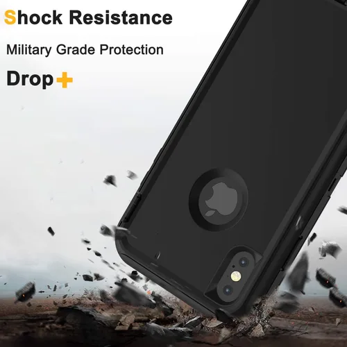 Vista 6 de Funda para iPhone Xs Max, [Resistente] 4 en 1, resistente a prueba de cortocircuitos, con función atril y protector de pantalla para Apple iPhone Xs
