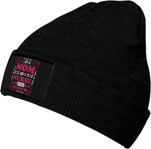 Vista 3 de FUNIAN Knit Beanie Warm and Cozy Winter Hat for Men and Women, I Am A Mom and A Nurse Nothing Scares Me Fashionable Accessories with Stylish Design