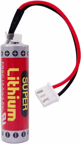 Vista 2 de 5 piezas 3.6V ER6C AA PLC batería 1800mAh para FX F2-40BL PLC con enchufe blanco batería de litio nuevo