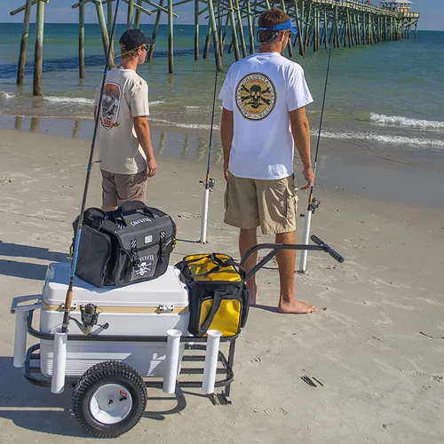 Vista 4 de Sea Striker Carrito Deluxe para surf, muelle y playa – Carro de ruedas de pesca al aire libre