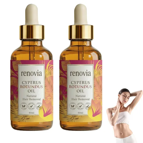 Vista 8 de Renovia Cyperus Rotundus Aceite para depilación, aceite tópico de Cyperus Rotundus, minimizador de poros, hidratante y calmante, reduce