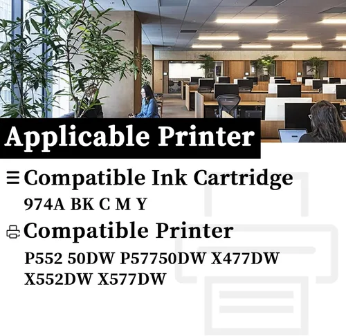 Vista 2 de Cartuchos de tinta 974A remanufacturados de alto rendimiento 974A para cartuchos de tinta 974A para impresoras HP PageWide X352DW X377DW X452DW Negro