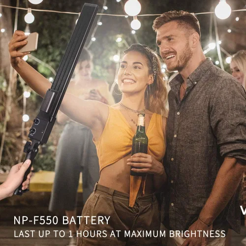 Vista 4 de Luz de video LED alimentada por batería, varita portátil de mano, regulable 2800-5500 K, kit de luz de estudio fotográfico con batería de iones