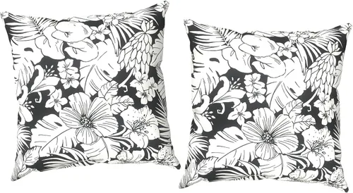 Vista 44 de Juego de 2 fundas cuadradas de 16 x 16 pulgadas para cojín de exteriores, fundas decorativas modernas para cojín de respaldo para muebles de patio