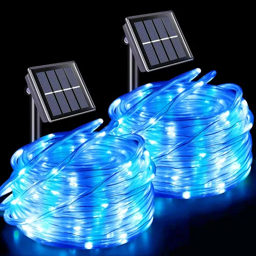 Vista 18 de YEGUO Luces naranjas para Halloween, paquete de 2 cuerdas de 100 luces LED de 33 pies cada uno, 8 modos de luces de hadas en tubo transparente