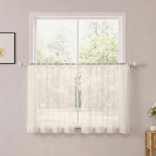 Vista 57 de OWENIE White Sheer Curtains 96 Inches Long 2 Panels for Living Room 52 Wide
