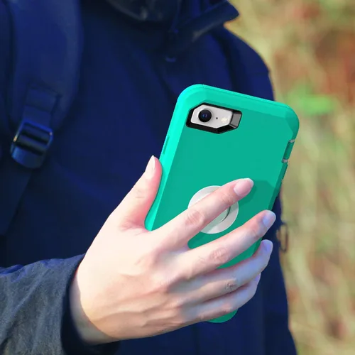 Vista 8 de MXX Funda diseñada para iPhone SE 2020/SE 2022, funda protectora resistente con protector de pantalla [3 capas] cubierta de protección de goma