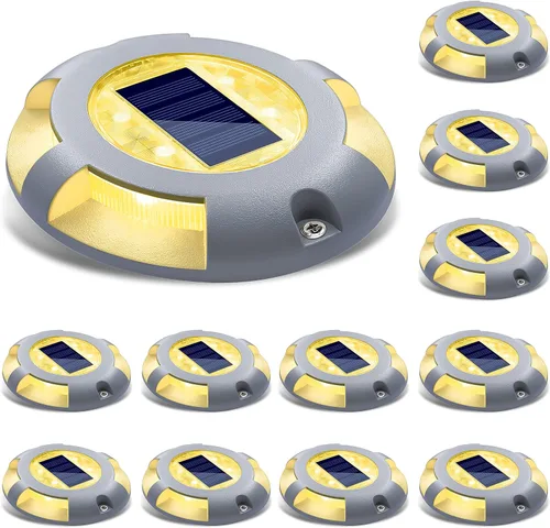 Vista 13 de SIEDiNLAR Luces solares para cubierta, luz LED para muelle de entrada, funciona con energía solar, marcadores de carretera impermeables para jardín