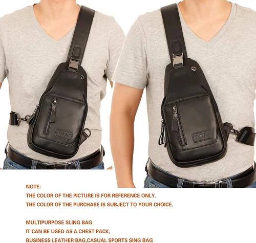 Vista 6 de YUAN FAN Bolso bandolera de cuero para hombre, bolso de transporte oculto para el pecho, bolso de viaje antirrobo