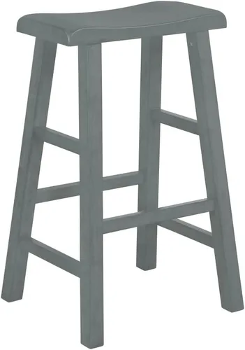 Vista 5 de eHemco Taburetes de madera maciza con asiento de silla, 29 pulgadas, gris, juego de 2