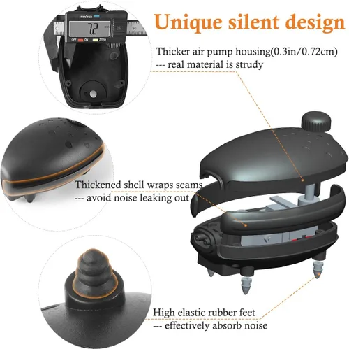 Vista 3 de HITOP 3W 80GPH Adjustable Aquarium Air Pump, Upgrade Quiet Oxygen Pump, Powerful Air Aerator for Fish Tank up to 120 Gallon