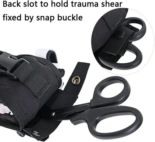 Vista 5 de MOLLE Blowout Pouch, Compact IFAK Pouch with Rear Shears Slot, Quick-Pull Strap and Tourniquet Holder, Tactical First Aid Pouch with Flap Closure