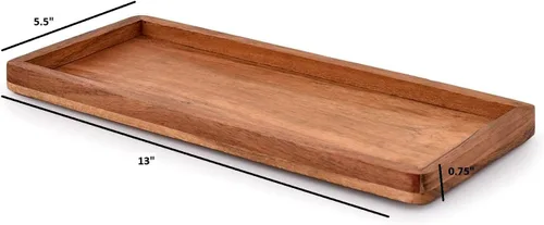 Vista 5 de NIRMAN Platos rectangulares de madera de acacia para decoración del hogar, alimentos, verduras, frutas, embutidos, bandeja para servir aperitivos