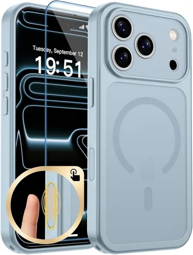 Vista 250 de zapica Funda magnética para iPhone Air, con protector de pantalla de vidrio templado, compatible con MagSafe, translúcida mate, a prueba de golpes
