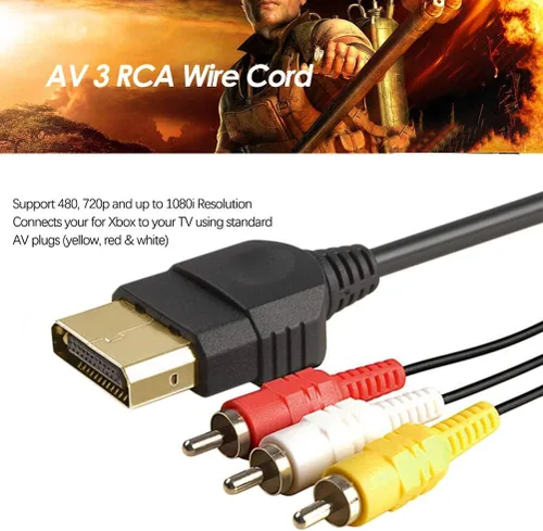 Vista 7 de Cable adaptador de alimentación de audio y vídeo RCA AV para Xbox Game