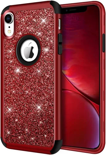 Vista 12 de Hython Compatible con Funda para iPhone XR, Protector Defensor de Cuerpo Completo de Servicio Pesado con Purpurina Brillante Reluciente, Carcasa