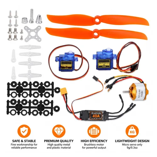 Vista 2 de Kit de motor de avión RC, SG90 Servo 2212 KV2200 Motor sin escobillas 6035 Hélice RC Avión de control remoto 40A XT60T Avión de ala fija