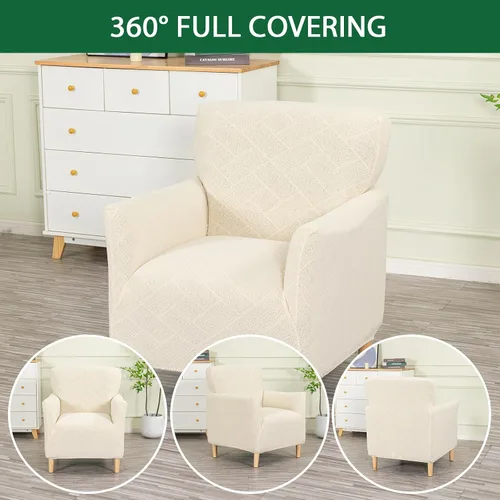 Vista 6 de Fundas de jacquard para sillón de banquete, fundas suaves para sillón de 1 pieza, fundas elásticas para silla de sala de estar, antideslizantes