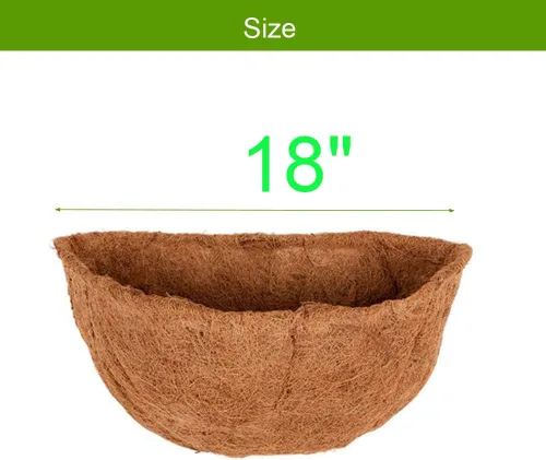 Vista 2 de 1 forros de coco de 18 pulgadas para macetas semicirculares, medio círculo, fibra de coco de repuesto para cestas colgantes de pared, 1 unidad
