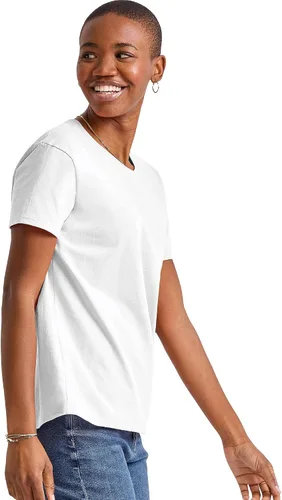 Vista 5 de Hanes Paquete de camisetas de gran tamaño para mujer, camiseta de algodón para mujer, ajuste relajado, paquete de 3