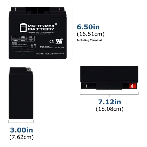 Vista 2 de Mighty Max Battery Batería SLA de 12V 18AH para Werker SLAA12-18NB - Paquete de 4