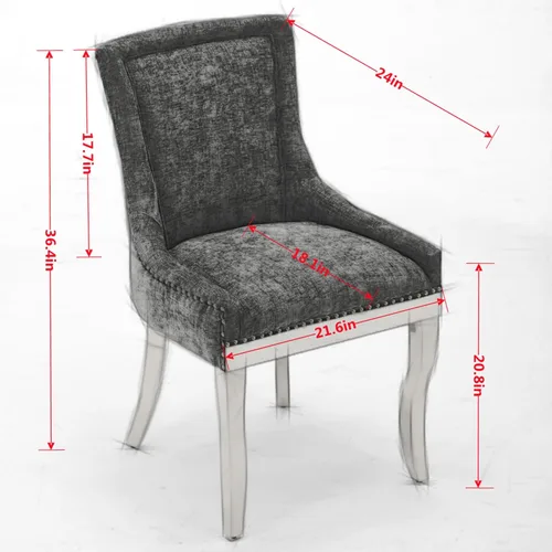 Vista 2 de Sillas de sala de estar cómodas, muebles de dormitorio de granja, sillas de mesa de comedor modernas, juego de 2, sillas laterales tapizadas
