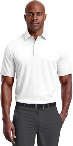 Vista 8 de PGA Tour Men's Airflux Solid Mesh Short Sleeve Classic Golf Polo Shirt Asfalto
