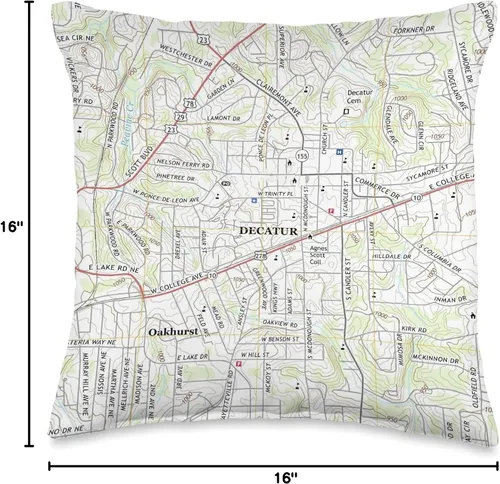 Vista 4 de Decatur GA Map (2017) Almohada de tiro