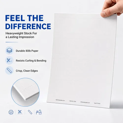 Vista 3 de Placa de identificación de papel perforado imprimible de 2 x 8 pulgadas, 80 Azul