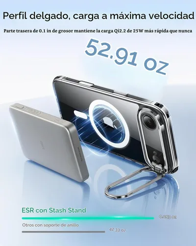 Vista 7 de ESR Classic - Funda híbrida para iPhone Air con soporte flexible Transparente
