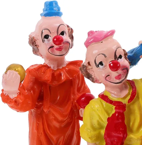Vista 6 de Toyvian - Figura de payaso de circo, 3.93 pulgadas, mini adorno miniatura de payaso con base estable para terapia de bandeja de arena, temática