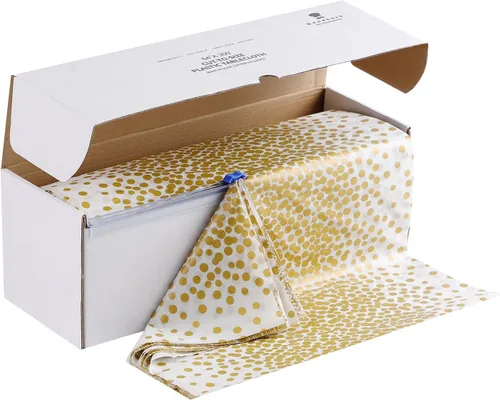 Vista 10 de Goodluck Rollos de mantel de plástico de 54 pulgadas x 100 pies con caja de corte, mantel desechable negro, mantel de plástico para fiesta