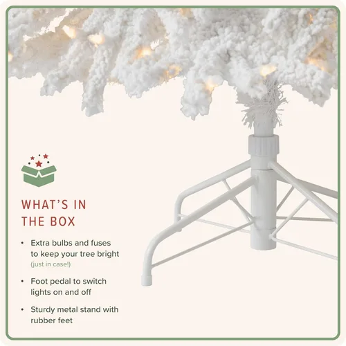 Vista 5 de Treetopia Frozen Fir - Árbol de Navidad artificial para interiores, preiluminado con luces LED transparentes, ramas con bisagras, decoración