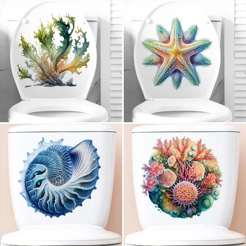 Vista 9 de 4 calcomanías autoadhesivas para asiento de inodoro, diseño floral, diseño de flores de acuarela, para colocar en casa, para dormitorio, sala