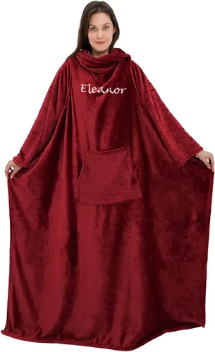 Vista 10 de Personalized Passion - Manta con nombre personalizado para hombres y mujeres adultos Manta de forro polar suave y cómoda con bolsillos