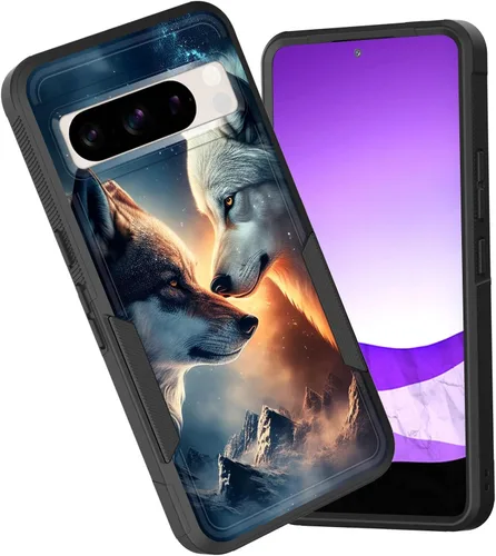 Vista 113 de Funda para Pixel 6A, funda híbrida de doble capa resistente a prueba de golpes de policarbonato duro de silicona suave TPU para Google Pixel 6A