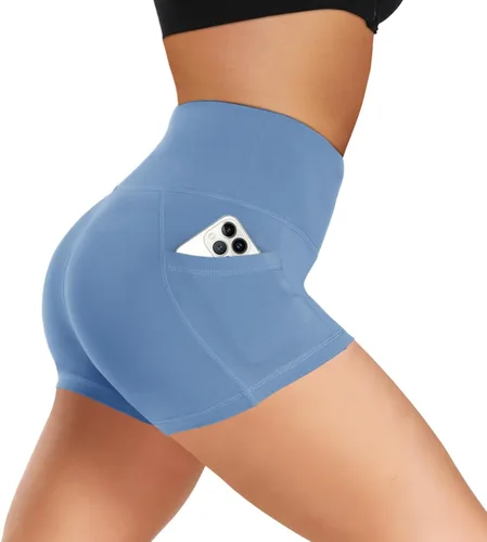 Vista 30 de Biker Shorts for Women with Pockets - 8"/5"/3" Booty Black Spandex Shorts Verde militar