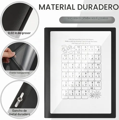 Vista 3 de Teling 24 portadas de informes con carpetas de presentación de 3 puntas Negro