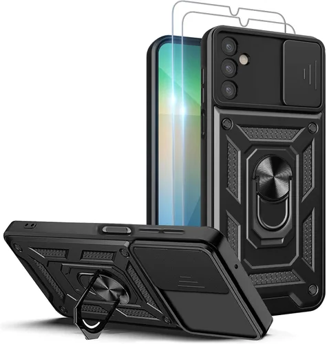 Vista 29 de Funda para teléfono Galaxy A06 4G: con protector de pantalla de 2 piezas, cubierta deslizante para cámara y soporte multiángulo para Samsung Galaxy