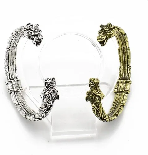 Vista 2 de Zhubobo Brazalete de brazo vikingo nórdico para hombre Fenrir con cabeza de lobo