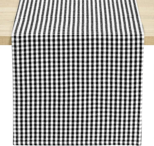 Vista 10 de Lush Decor Gingham Check - Servilleta teñida de hilo a cuadros, 18.0 x 18.0 in, color blanco roto y negro