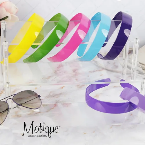 Vista 2 de Motique Accessories. Vincha rígida de plástico de 1pulgada. Con dientes, para mujeres y niñas., Blanco