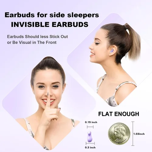 Vista 5 de Pequeños auriculares invisibles ocultos para dormir con anillo de desplazamiento Bluetooth para Iphone Invisible Tiny Ear Buds Side Sleepers