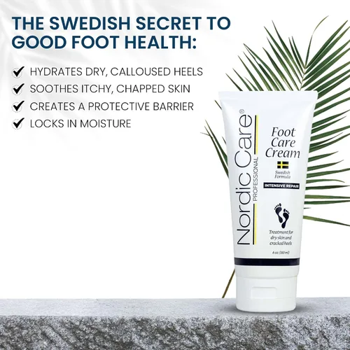 Vista 5 de Nordic Care Crema para el cuidado de los pies, crema de reparación intensiva para pies con urea y aceite de eucalipto para talones agrietados